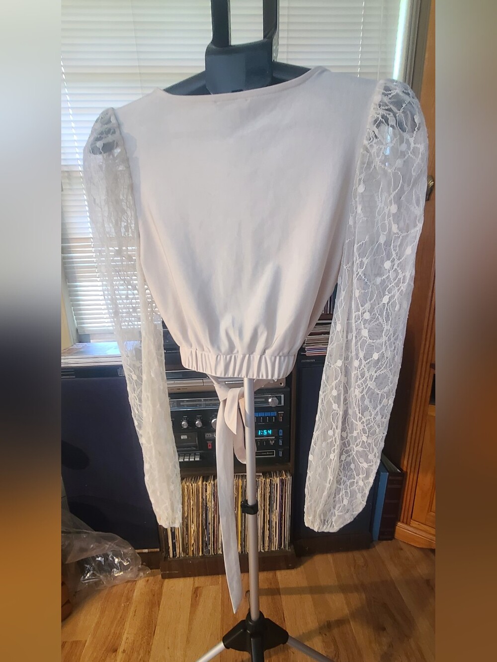 Fashion Nova Off-white Blouse with Long Lace Sleeves - Picture 3 of 4